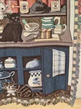 Vintage tapijt / wandkleed met katten in een keuken - Goodwin Weavers (Made in U.S.A.) – foto 4 – kavel bij De Kringwinkel, Gent