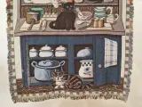 Vintage tapijt / wandkleed met katten in een keuken - Goodwin Weavers (Made in U.S.A.) – foto 7 – kavel bij De Kringwinkel, Gent