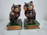 Paar Vintage Majolica Uilen Boekensteunen – St. Peter Graz – kavel bij De Kringwinkel, Herzele