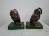 Paar Vintage Majolica Uilen Boekensteunen – St. Peter Graz – foto 3 – kavel bij De Kringwinkel, Herzele