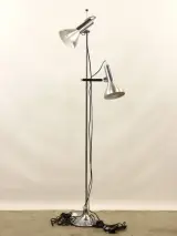 Vintage chroom vloerlamp met 2 spots – Toegeschreven aan Hustadt / Hans Schmidt – kavel bij De Kringwinkel, Antwerpen