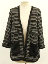By Malene Birger - open vest in zwart en zilvergrijs met glanzende afwerking – kavel bij De Kringwinkel, Antwerpen