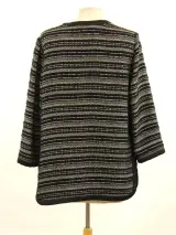 By Malene Birger - open vest in zwart en zilvergrijs met glanzende afwerking – foto 6 – kavel bij De Kringwinkel, Antwerpen