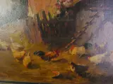Olieverfschilderij Kippen op het Erf – János Rákosi Uitz (Vermoedelijk) – foto 5 – kavel bij De Kringwinkel, Heverlee