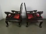 Set van 2 Chinese houten troonstoelen – rijk houtsnijwerk – foto 5 – kavel bij De Kringwinkel, Heverlee