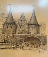 Ingekaderde Originele Pentekening - Het Rabot - Jan de Witte – foto 2 – kavel bij De Kringwinkel, Gent