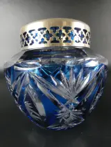 Art Deco kristallen pique-fleur – Kobaltblauw cut-to-clear – kavel bij De Kringwinkel, Heverlee