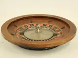 Vintage roulette – houten roulettewiel met metalen draaischijf en croupierhark – foto 2 – kavel bij De Kringwinkel, Antwerpen