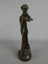 Bronzen beeld van vrouw met bloem – foto 2 – kavel bij De Kringwinkel, Diest