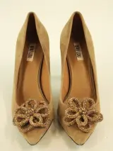 Bibi Lou - suède pumps met bloemversiering - maat 38 – kavel bij De Kringwinkel, Antwerpen