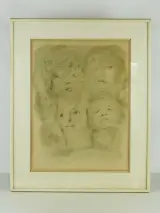 Leonor Fini (1907–1996) litho – Compositie met gezichten – kavel bij De Kringwinkel, Antwerpen