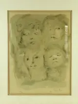 Leonor Fini (1907–1996) litho – Compositie met gezichten – foto 2 – kavel bij De Kringwinkel, Antwerpen