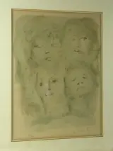 Leonor Fini (1907–1996) litho – Compositie met gezichten – foto 8 – kavel bij De Kringwinkel, Antwerpen