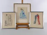 Set van 3 ingelijste houtsnedes - Salvador Dalí – De Goddelijke Komedie – kavel bij De Kringwinkel, Heverlee
