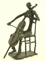 Cellistenbeeld Superbrass in groenblauwe patina (28cm) – foto 3 – kavel bij De Kringwinkel, Antwerpen