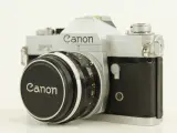 Canon FT QL + FL 50mm f/1.8 lens en lederen tas – foto 3 – kavel bij De Kringwinkel, Antwerpen