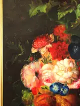 Kleurrijk handgeschilderd bloemstilleven - olie op doek - 90 x 60 cm – foto 4 – kavel bij De Kringwinkel, Antwerpen