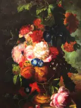 Kleurrijk handgeschilderd bloemstilleven - olie op doek - 90 x 60 cm – foto 9 – kavel bij De Kringwinkel, Antwerpen