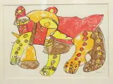 Abstracte grafische print van een roofdier - Tivolishop – foto 2 – kavel bij De Kringwinkel, Antwerpen