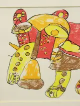 Abstracte grafische print van een roofdier - Tivolishop – foto 4 – kavel bij De Kringwinkel, Antwerpen