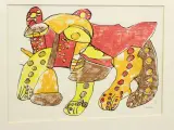 Abstracte grafische print van een roofdier - Tivolishop – foto 6 – kavel bij De Kringwinkel, Antwerpen