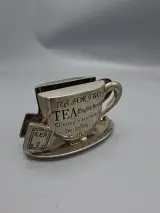 Vintage Verzilverde Brievenhouder / Servettenhouder – Decoratief Teekopje "Tea for Two" – foto 2 – kavel bij De Kringwinkel, Waardamme