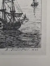 Antiek 19e-Eeuws Havengezicht Antwerpen (1644) – J. Linnig naar B. Peeters – foto 3 – kavel bij De Kringwinkel, Waardamme