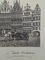 Gelimiteerde & Gesigneerde Prent "Grote markt van Antwerpen" – Daniel Winkelmans (Nr. 171/950) – foto 3 – kavel bij De Kringwinkel, Waardamme