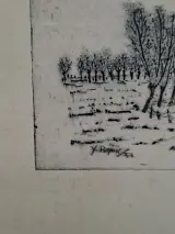 Sfeervolle Originele Ets "Eerste Sneeuw" – Yvan Royon (Eerste Afdruk) – foto 3 – kavel bij De Kringwinkel, Waardamme