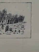 Sfeervolle Originele Ets "Eerste Sneeuw" – Yvan Royon (Eerste Afdruk) – foto 4 – kavel bij De Kringwinkel, Waardamme