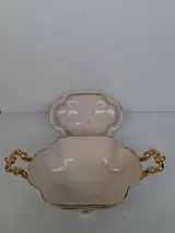 Antieke Belgische Majolica Bonbonnière / Terrine met Goudvergulde Fragonard-scènes – foto 7 – kavel bij De Kringwinkel, Waardamme