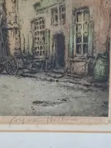 Originele Kleurenets 'Historisch Vlaams Stadsplein' – Alfred van Neste (1874-1969) – foto 2 – kavel bij De Kringwinkel, Waardamme