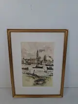 Lithografie 'Gezicht op Antwerpen' – Jan Korthals (1918–1972) – kavel bij De Kringwinkel, Waardamme