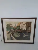Kleurenets 'Gezicht op Brugge' – Gelimiteerde Oplage (Alfred van Neste, 1874-1969) – kavel bij De Kringwinkel, Waardamme