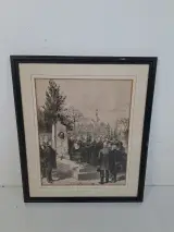 Antieke Houtgravure – Parijse Herdenkingsscène op Begraafplaats (A. Daudenarde, 19e Eeuw) – kavel bij De Kringwinkel, Waardamme