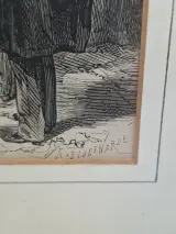 Antieke Houtgravure – Parijse Herdenkingsscène op Begraafplaats (A. Daudenarde, 19e Eeuw) – foto 2 – kavel bij De Kringwinkel, Waardamme