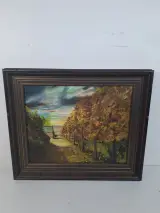 Herfstlandschap met Hoeve – Olieverf op Doek (A. Hense, 1975) – kavel bij De Kringwinkel, Waardamme