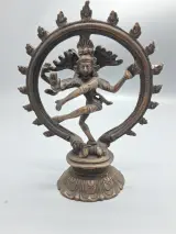 Authentiek Brons/Messing Shiva Nataraja Beeld – De Kosmische Danser – Spirituele Vintage Eyecatcher – foto 4 – kavel bij De Kringwinkel, Waardamme
