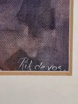 Ingelijst Kunstwerk door Rik de Vos – Expressief Surrealistisch Gezicht – foto 2 – kavel bij De Kringwinkel, Waardamme