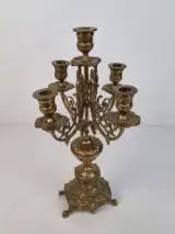 vintage vierarmige kandelaar van messing – foto 2 – kavel bij De Kringwinkel, Waardamme