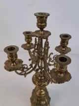 vintage vierarmige kandelaar van messing – foto 3 – kavel bij De Kringwinkel, Waardamme