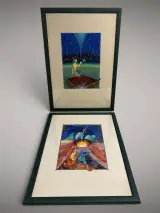 Set van 2 Gekleurde Litho's 'Zodiac' (Maagd & Ram) – Marat – Handgesigneerd /250 – kavel bij De Kringwinkel, Gent