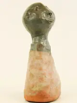 Charmant terracotta beeld - dromerige figuur in zalm en groen/grijs - 40,5 cm – foto 6 – kavel bij De Kringwinkel, Antwerpen