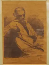 Gesigneerde litho portret van een man - genummerd 252/300 - Julien Van De Veegaete – foto 2 – kavel bij De Kringwinkel, Antwerpen