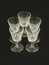 Set van 5 vintage kristallen likeurglazen met geslepen patroon – kavel bij De Kringwinkel, Antwerpen