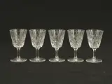 Set van 5 vintage kristallen likeurglazen met geslepen patroon – foto 2 – kavel bij De Kringwinkel, Antwerpen