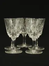Set van 5 vintage kristallen likeurglazen met geslepen patroon – foto 3 – kavel bij De Kringwinkel, Antwerpen