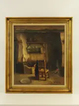 Albert Demoen (1916–1992) - Rustiek interieur met open haard – kavel bij De Kringwinkel, Antwerpen