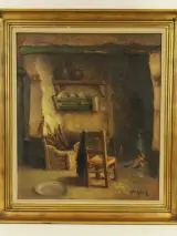 Albert Demoen (1916–1992) - Rustiek interieur met open haard – foto 2 – kavel bij De Kringwinkel, Antwerpen
