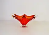 Rood-oranje glazen schaal in Murano-stijl – kavel bij De Kringwinkel, Turnhout